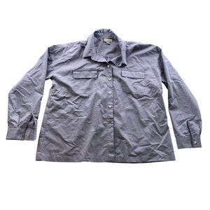 J. Jill Womens Shirt Medium Long Sleeve Button Up Lavender Pockets Casual Travel